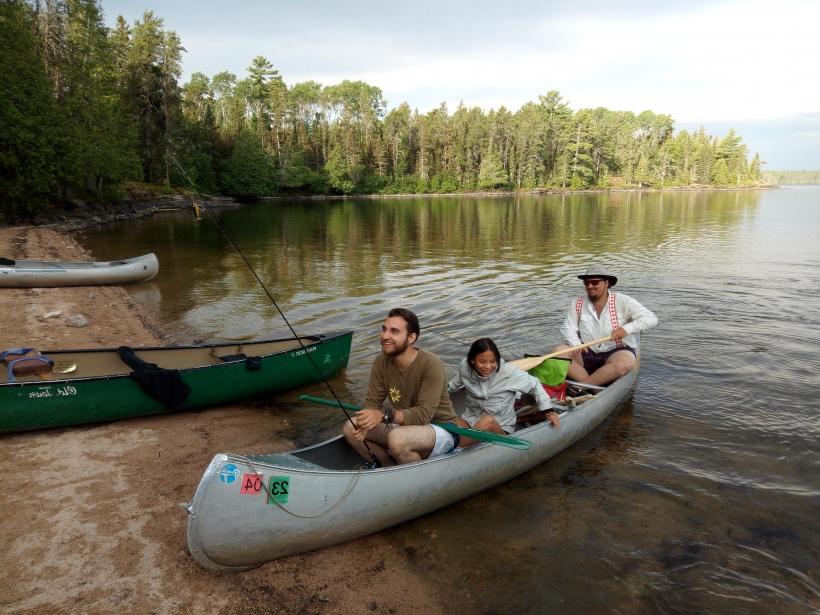 Amy Ward'22, center, had an opportunity to do applied research in Minnesota's Boundary Waters last summer. A group of creative writing st...